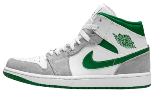 Air Jordan 1 Mid White / Green / Grey, vista lateral