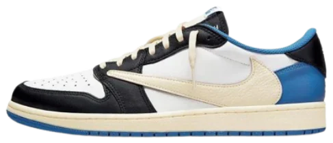 Fragment x Travis Scott x Air Jordan 1 Low Military Blue, vista lateral